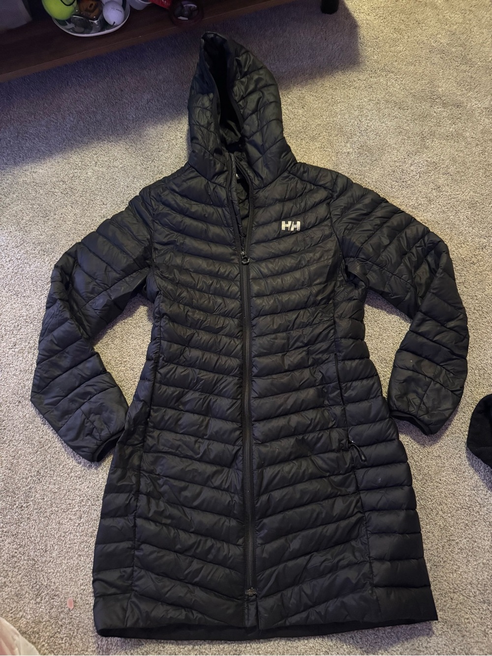 Helly Hansen Black Hooded Long Women's Puffer Coat